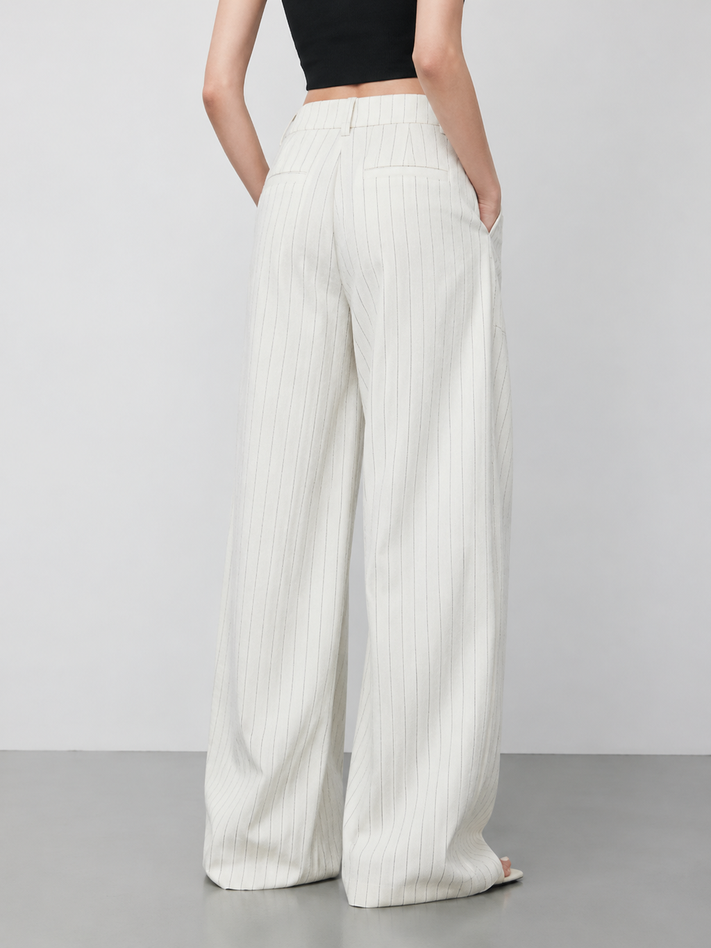 Lightweight Striped Linen Wide-Leg Pants